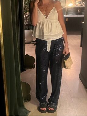 Handover Ex-Boyfriend Sequin Boxer Pants in Navy